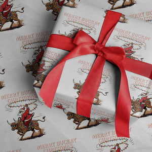 Merry Buckin Christmas Wrapping Paper Roll Black Santa Western Rodeo Gift TS12 White Print Your Wear