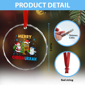 Merry Chrismukkah Crystal Glass Ornament Happy Christmas Hanukkah Jewish Santa Snowman TS10 Print Your Wear