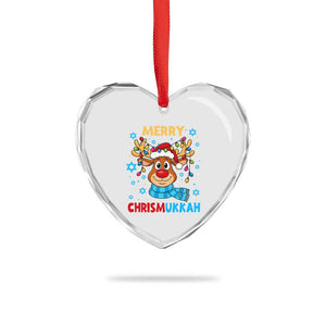 Merry Chrismukkah Heart Crystal Glass Ornament Jewish Happy Christmas Hanukkah Reindeer Menorah TS10 Print Your Wear
