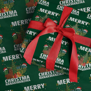Merry Christmahanakwanzika Wrapping Paper Roll Christmas Hanukkah Kwanzaa Celebration Gift TS12 Green Print Your Wear