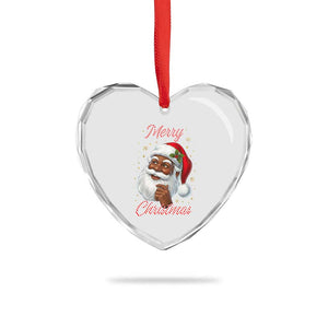 Merry Christmas Black Santa Claus Heart Crystal Glass Ornament Retro Nostalgic Festive Holiday TS02 Print Your Wear