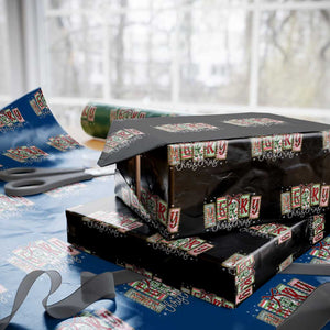 Merry Christmas Coquette Xmas Faux Glitter Gingham Tartan Doodle Wrapping Paper Roll TS11 Black Print Your Wear