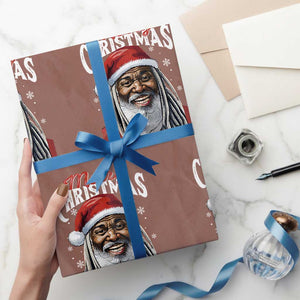Merry Christmas Dreadlocks Black Santa Wrapping Paper Roll TS11 Mocha Print Your Wear