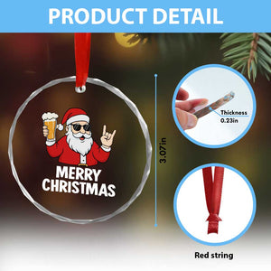 Merry Christmas Funny Santa Drinking Beer Crystal Glass Ornament TS10 Print Your Wear