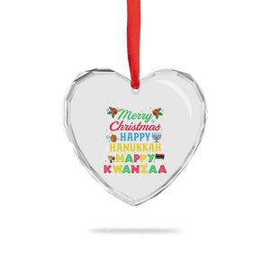 Merry Christmas Hanukkah Kwanzaa Heart Crystal Glass Ornament Funny Holiday Gift TS12 Print Your Wear