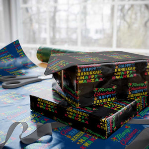 Merry Christmas Hanukkah Kwanzaa Wrapping Paper Roll Funny Holiday Gift TS12 Black Print Your Wear