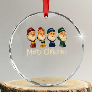 Merry Christmas Santa Crystal Glass Ornament Vintage Wizard Holiday Season Cute Family Pajama TS10 Transparent Glass 3'' Circle Print Your Wear