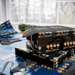 Merry Christmas Santa Wrapping Paper Roll Vintage Wizard Holiday Season Cute Family Pajama TS10 Black Print Your Wear