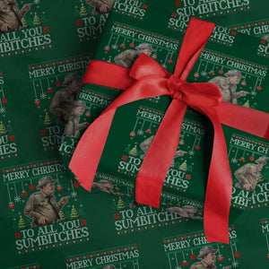 Merry Christmas Sumbitches Wrapping Paper Roll Funny Smokey Retro 80s Movie The Bandit Ugly Xmas TS10 Green Print Your Wear