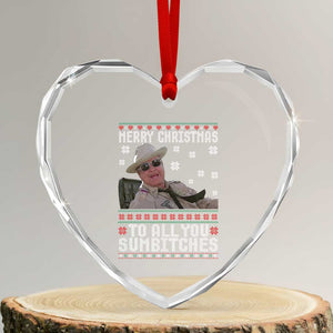 Merry Christmas To All You Sumbitches Heart Crystal Glass Ornament Funny Ugly Xmas Retro 80s Movie TS10 Transparent Glass 3'' Heart Print Your Wear