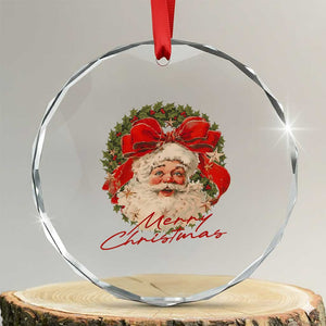 Merry Christmas Vintage Retro Santa Claus Coquette Crystal Glass Ornament TS11 Transparent Glass 3'' Circle Print Your Wear