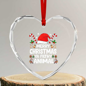Merry Christmas Ya Filthy Animal Heart Crystal Glass Ornament Funny Home Xmas Alone Movie Pajama TS10 Transparent Glass 3'' Heart Print Your Wear
