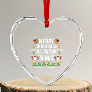 Merry Christmas Ya Filthy Animal Heart Crystal Glass Ornament Ugly Xmas Movie Alone Pajama TS10 Transparent Glass 3'' Heart Print Your Wear