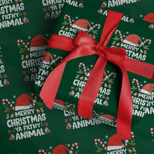 Merry Christmas Ya Filthy Animal Wrapping Paper Roll Funny Home Xmas Alone Movie Pajama TS10 Green Print Your Wear