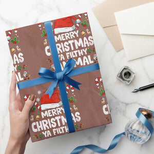 Merry Christmas Ya Filthy Animal Wrapping Paper Roll Funny Home Xmas Alone Movie Pajama TS10 Mocha Print Your Wear
