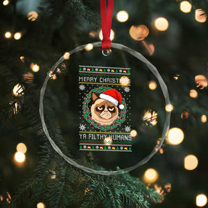 Merry Christmas Ya Filthy Humans Cat Crystal Glass Ornament Funny Xmas Grumpy Cat TS11 Print Your Wear