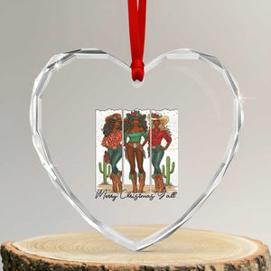 Merry Christmas Y'all Heart Crystal Glass Ornament Funny Western Holiday Gift For Cowgirl TS12 Transparent Glass 3'' Heart Print Your Wear