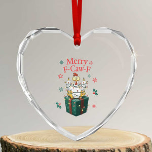 Merry F-Caw-F Chicken Heart Crystal Glass Ornament Funny Christmas Gift TS12 Transparent Glass 3'' Heart Print Your Wear