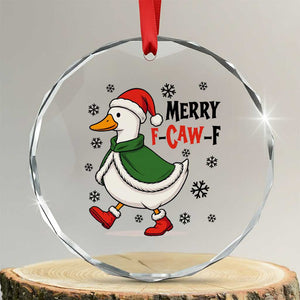 Merry F Caw F Duck Lover Crystal Glass Ornament Funny Christmas Gift TS12 Transparent Glass 3'' Circle Print Your Wear