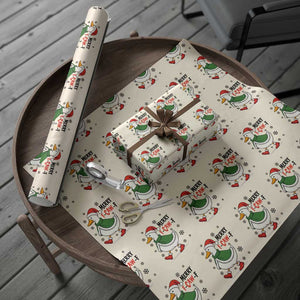 Merry F Caw F Duck Lover Wrapping Paper Roll Funny Christmas Gift TS12 Beige Print Your Wear