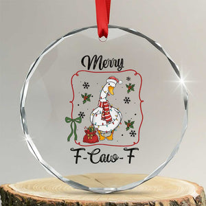 Merry F Caw F Duck Sarcastic Joke Gift Crystal Glass Ornament Funny Christmas Gift TS12 Transparent Glass 3'' Circle Print Your Wear