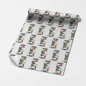 Merry F Caw F Goose Wrapping Paper Roll Funny Christmas Gift TS12 White Print Your Wear