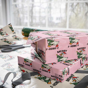 Merry F Caw F Goose Wrapping Paper Roll Funny Christmas Gift TS12 Light Pink Print Your Wear