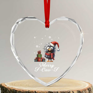 Merry F Caw F Raven Lover Heart Crystal Glass Ornament Funny Christmas Gift TS12 Transparent Glass 3'' Heart Print Your Wear