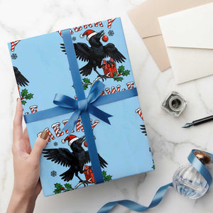Merry F Caw F Raven Lover Wrapping Paper Roll Funny Holidays Gift TS12 Light Blue Print Your Wear