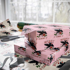 Merry F Caw F Raven Lover Wrapping Paper Roll Funny Holidays Gift TS12 Light Pink Print Your Wear