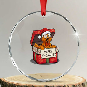 Merry F Caw F Santa Chicken Crystal Glass Ornament Funny Christmas Gift TS12 Transparent Glass 3'' Circle Print Your Wear