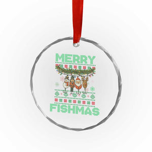 Merry Fishmas Ugly Sweater Crystal Glass Ornament Funny Fishing Holiday Gift TS12 Print Your Wear
