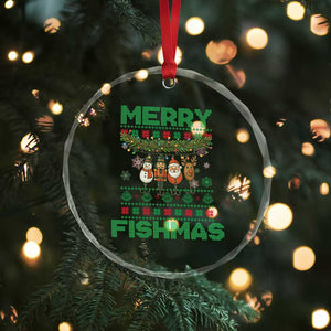 Merry Fishmas Ugly Sweater Crystal Glass Ornament Funny Fishing Holiday Gift TS12 Print Your Wear