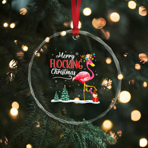 Merry Flocking Xmas Pink Flamingo Crystal Glass Ornament TS09 Print Your Wear
