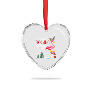 Merry Flocking Xmas Pink Flamingo Heart Crystal Glass Ornament TS09 Print Your Wear