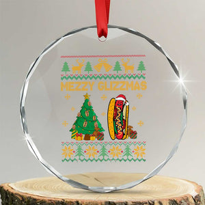 Merry Glizzmas Crystal Glass Ornament Funny Hotdog Xmas Tree Hot Ugly Christmas TS02 Transparent Glass 3'' Circle Print Your Wear