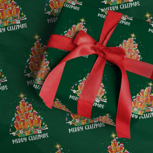 Merry Glizzmas Wrapping Paper Roll Funny Hotdog Christmas Tree TS02 Green Print Your Wear
