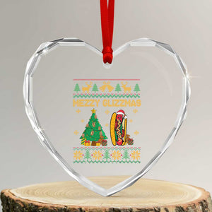 Merry Glizzmas Heart Crystal Glass Ornament Funny Hotdog Xmas Tree Hot Ugly Christmas TS02 Transparent Glass 3'' Heart Print Your Wear