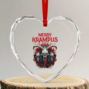 Merry Krampus Heart Crystal Glass Ornament Horor Xmas Evil TS09 Transparent Glass 3'' Heart Print Your Wear