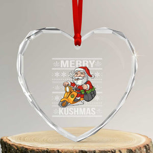Merry Kushmas Heart Crystal Glass Ornament Ugly Santa Smoking Cannabis Weed 420 Xmas TS09 Transparent Glass 3'' Heart Print Your Wear