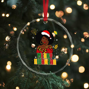 Merry Kwanzaa African American Girl Santa Hat Crystal Glass Ornament Christmas Gift TS12 Print Your Wear