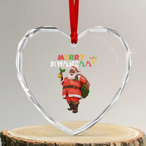 Merry Kwanzaa African American Xmas Santa Heart Crystal Glass Ornament TS09 Transparent Glass 3'' Heart Print Your Wear
