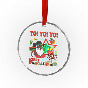 Merry Kwanzaa Black Santa Cowboy Crystal Glass Ornament African Heritage Celebration Gift - Print Your Wear