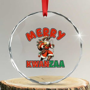 Merry Kwanzaa Cowboy Black Santa Crystal Glass Ornament African American Christmas Gift - Print Your Wear