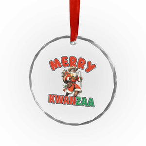 Merry Kwanzaa Cowboy Black Santa Crystal Glass Ornament African American Christmas Gift - Print Your Wear