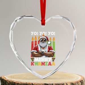 Merry Kwanzaa Heart Crystal Glass Ornament African American Santa Black Christmas TS09 Transparent Glass 3'' Heart Print Your Wear