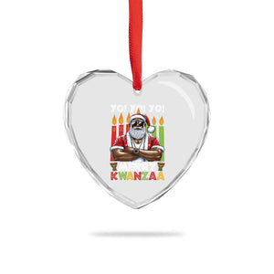 Merry Kwanzaa Heart Crystal Glass Ornament African American Santa Black Christmas TS09 Print Your Wear