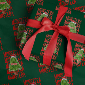 Merry Monstera Wrapping Paper Roll Plant Lover Xmas Gift TS12 Green Print Your Wear