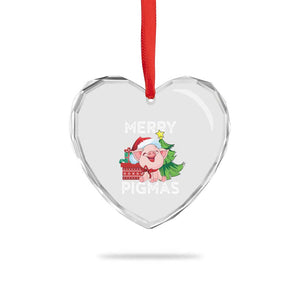 Merry Pigmas Cute Pig Santa Xmas Farmer Heart Crystal Glass Ornament TS09 Print Your Wear