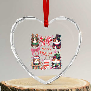 Merry Pigmas Heart Crystal Glass Ornament Funny Guinea Pig Cavy Lover Holiday Gift TS12 Transparent Glass 3'' Heart Print Your Wear